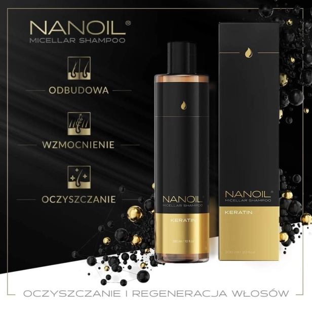 Nanoil - Keratin Micellar Shampoo - Micelarny Szampon z Keratyną, 300ml