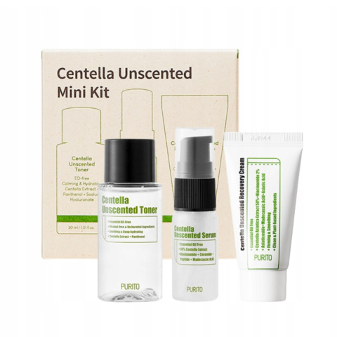 PURITO - Centella Unscented Mini Kit, 3 szt. - zestaw miniaturek do skóry wrażliwej