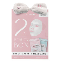 Glamfox - Beauty Box: zestaw - opaska kosmetyczna + 2 maski w płachcie