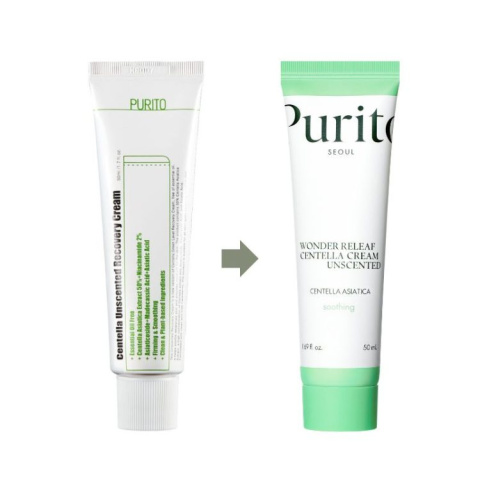 PURITO Seoul - Wonder Releaf Centella Cream Unscented - bezzapachowy, kojący krem do twarzy, 50ml