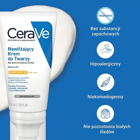 CeraVe - Moisturizing Face Day Cream SPF 30 - Nawilżający Krem Z Filtrem, 52ml