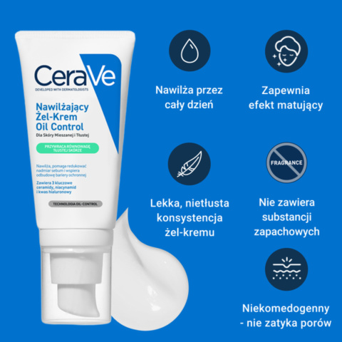 CeraVe - Nawilżający Żel-Krem - Oil Control, 52 ml