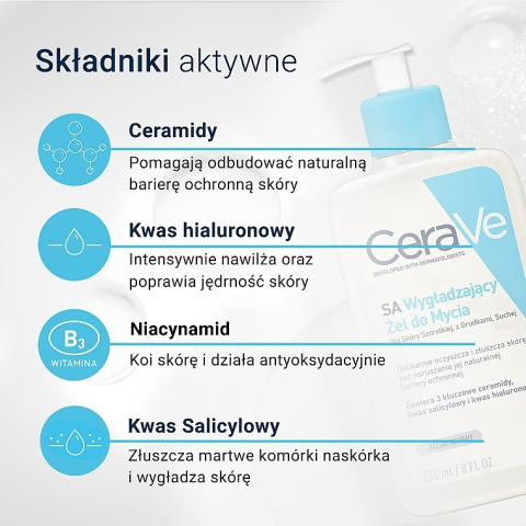 CeraVe - SA Smoothing Cleanser - Wygładzający Żel Do Mycia, 236 ml