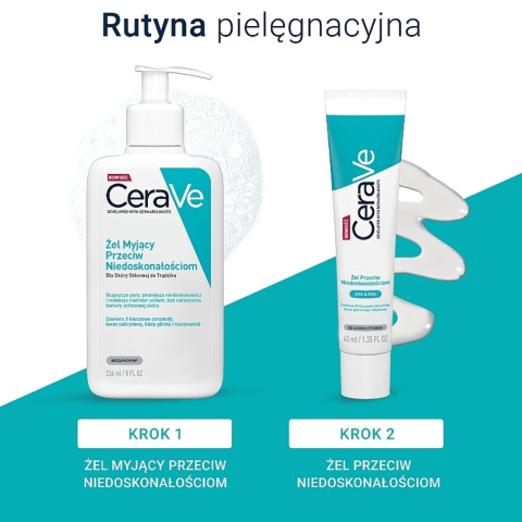 CeraVe - Żel Przeciw Niedoskonałościom z Kwasami AHA i BHA, 40ml